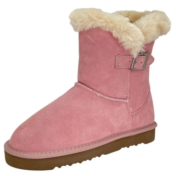 Style & Co. Shoes - Style & Co Tiny2 Pale Pink Suede Leather Faux Fur Womens Ankle Boots Size 6M
